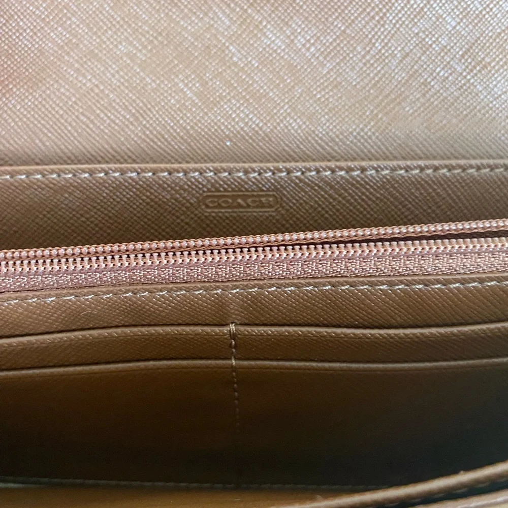 Coach Tan Leather Buckle Wristlet Clutch with Silver Hardware - Picture 8 of 14